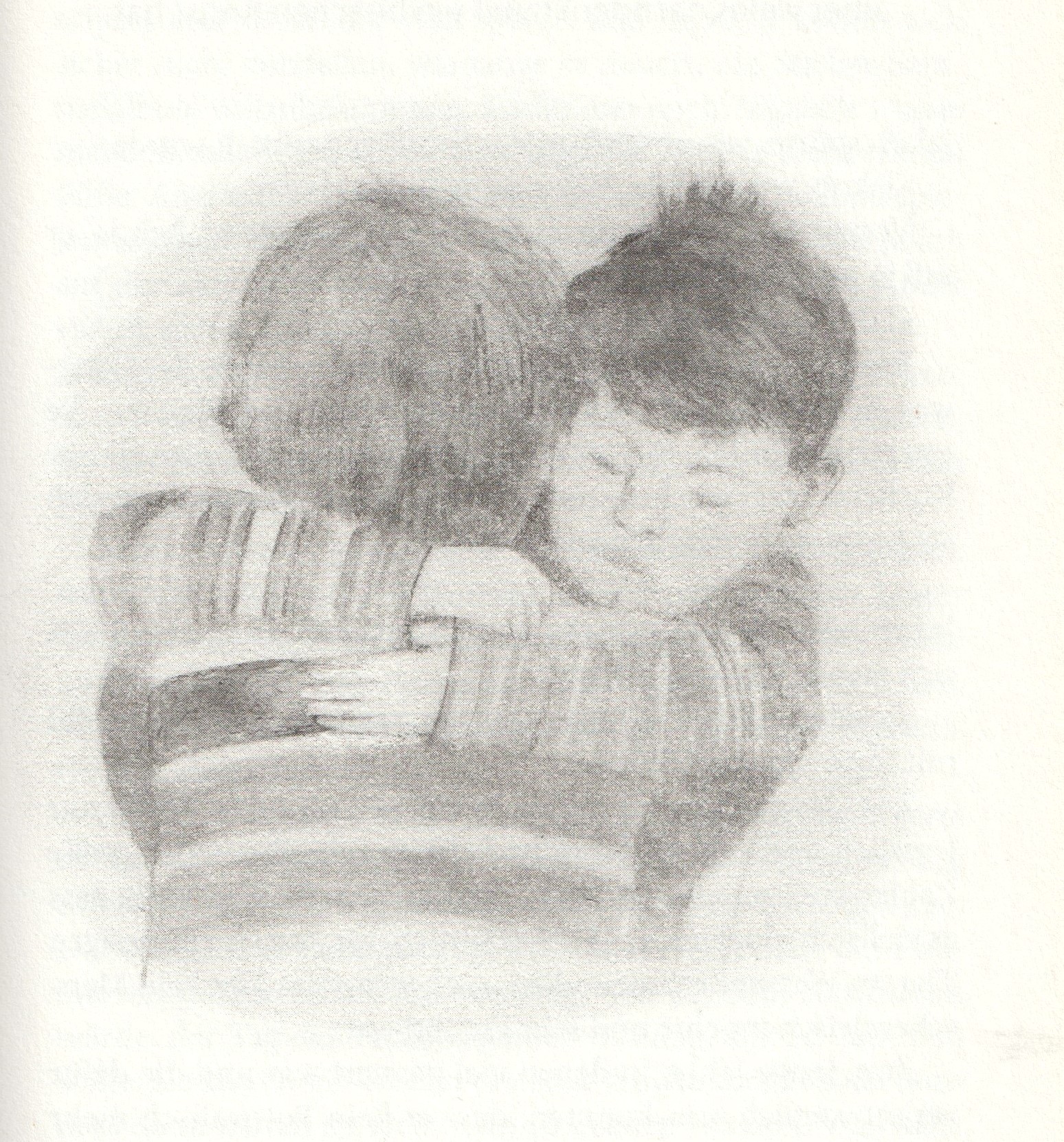 Zwei Buben - Jakob und Noah - umarmen sich (Rosemarie Poiarkov, "Jakob und Ingxenje", Kinderbuch, illustriert von Michaela Weiss)